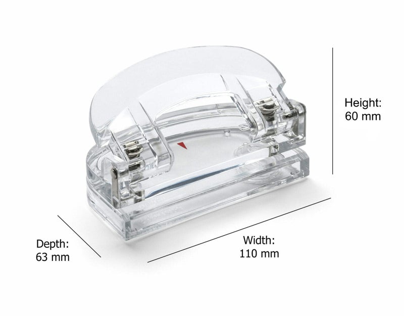 OSCO Clear Acrylic Two Hole Punch | 12 Sheet Capacity | Transparent | H6 x W11 x D6.3 cm | - Image 4